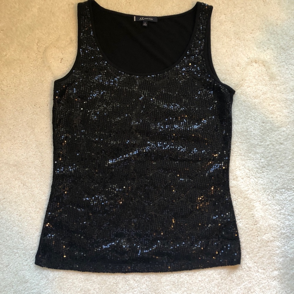 Black sequin front top